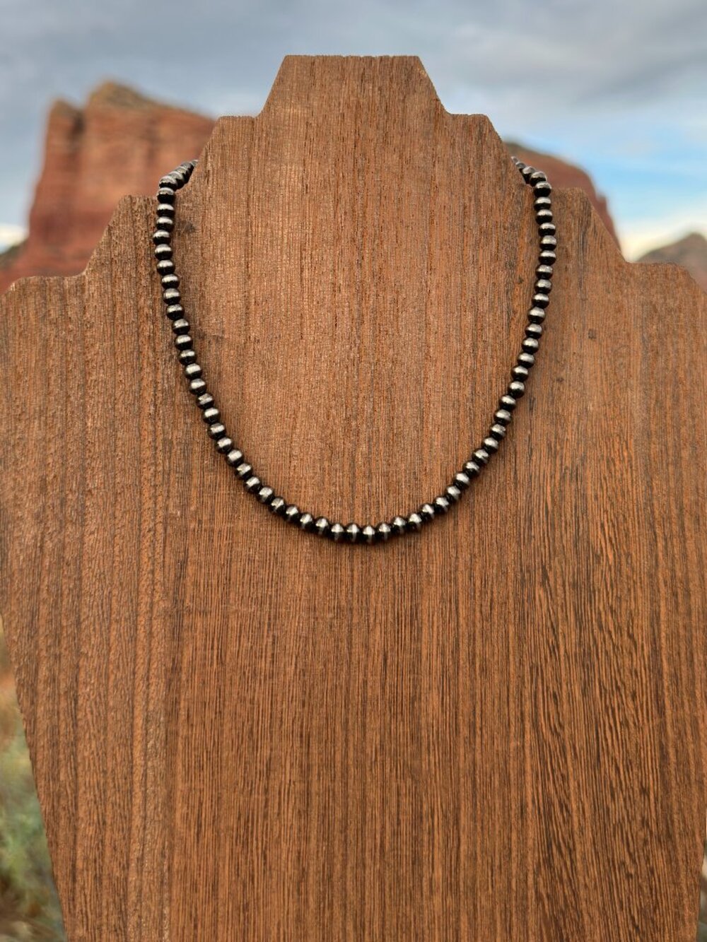 Handmade 5mm 16 inch Brushed Steel Western Pearl Necklace